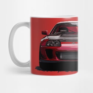 Fiery Front: Red Supra Hot Front Body Highly Explosive Posterize Car Design Mug